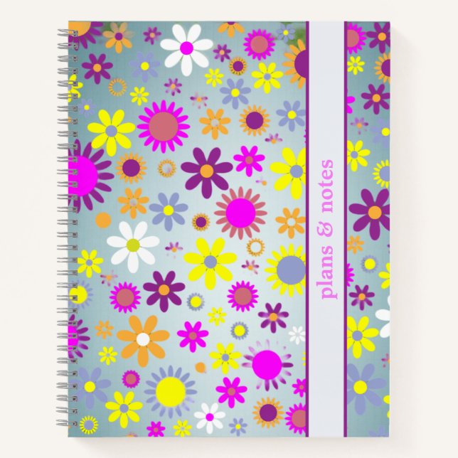 Trendy colored floral Notebooks (Front)