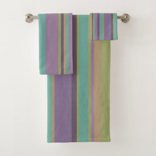Trendy Colored Stripes Pattern Bath Towel Set