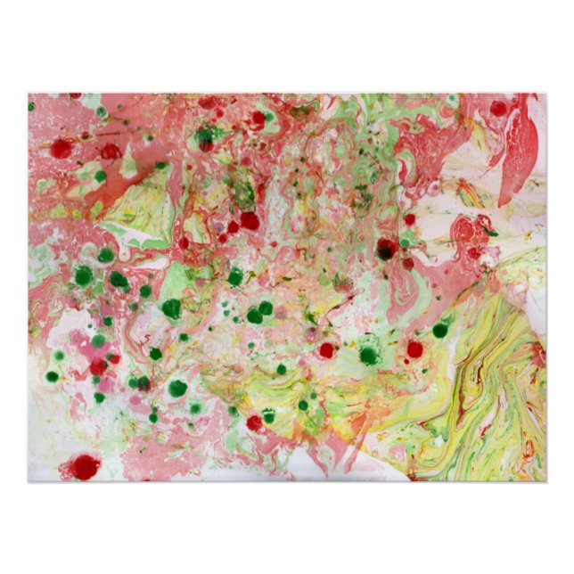 Trendy Colorful Abstract Art Pink Red Yellow Green Poster (Front)