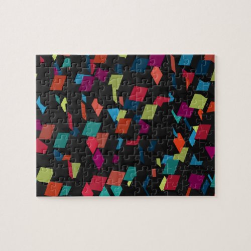 Trendy Colorful Abstract Geometric Cube Pattern Jigsaw Puzzle