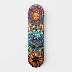 Trendy Colorful Abstract Psychedelic 3rd Eye Skateboard