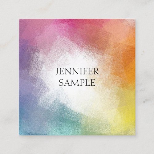 Trendy Colorful Abstract Template Elegant Custom Square Business Card