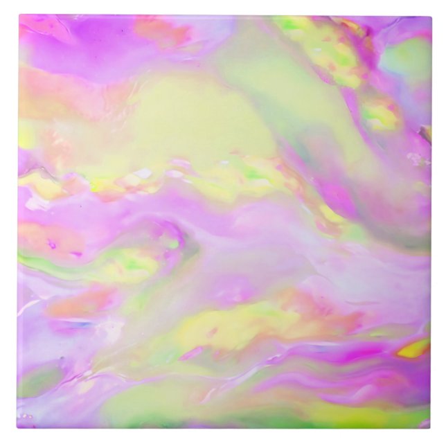 Trendy  colorful abstract waves ceramic tile (Front)