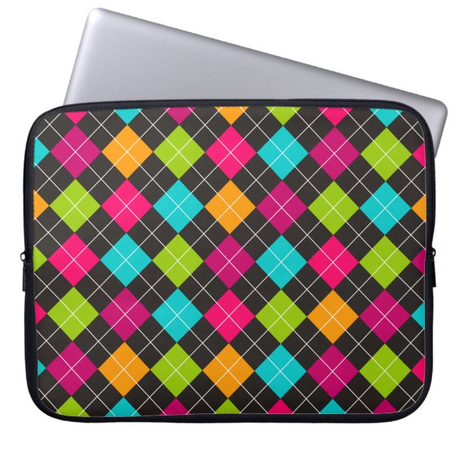 Trendy Colorful Argyle Pattern Laptop Sleeve (Front)