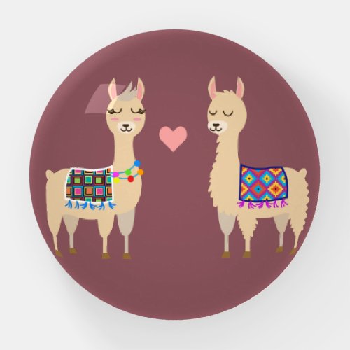 Trendy Colorful Aztec Llamas Paperweight