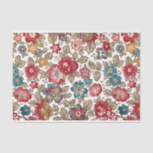 Trendy Colorful Boho Floral-White Background Tissue Paper
