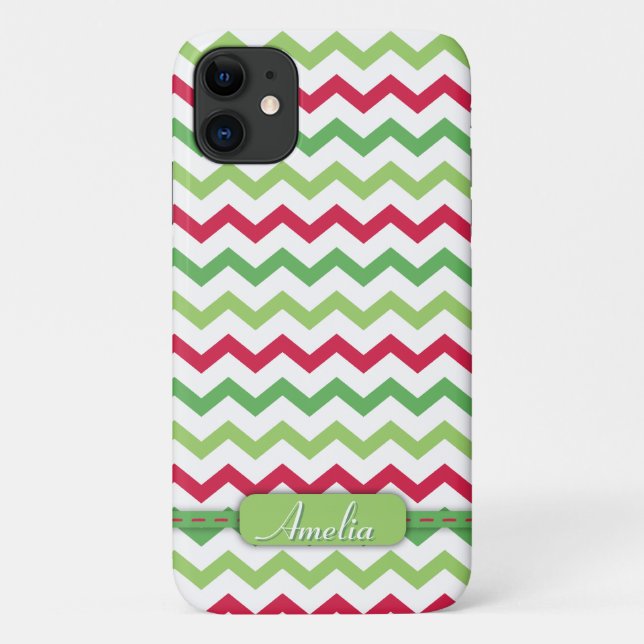 Trendy Colorful Christmas Chevron Pattern Case-Mate iPhone Case (Back)