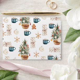 Trendy Colorful Christmas Pattern   Watercolor Envelope