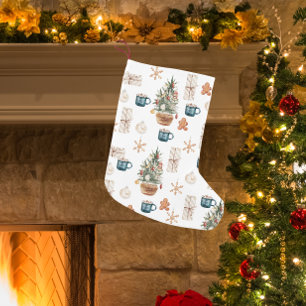 Trendy Colorful Christmas Pattern   Watercolor Small Christmas Stocking