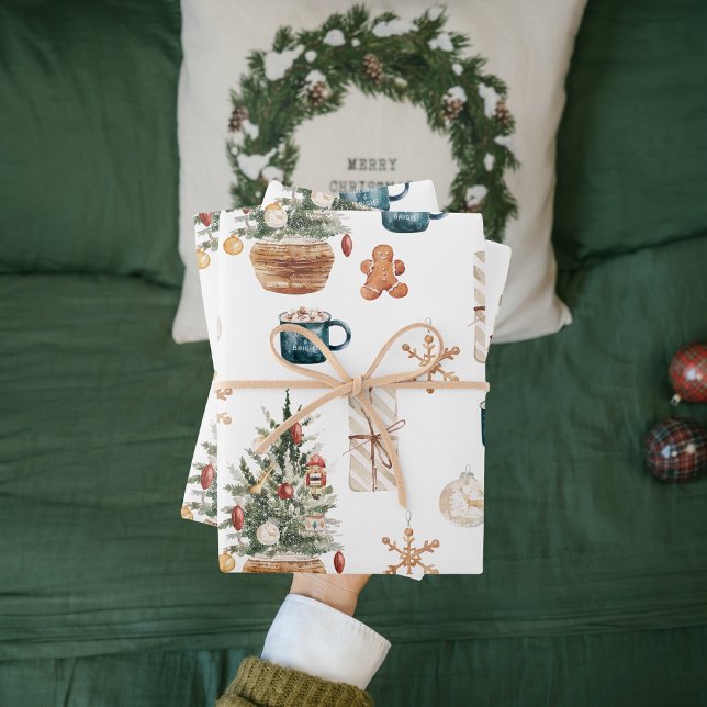 Trendy Colorful Christmas Pattern | Watercolor Wrapping Paper Sheets (Creator Uploaded)
