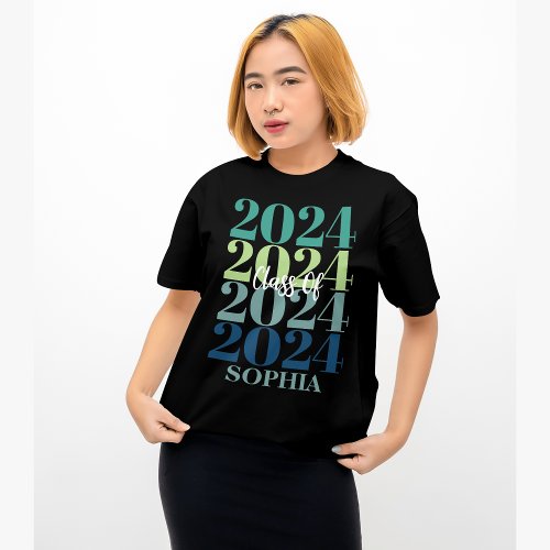 Trendy Colorful Class Of 2024 Modern Graduate T_Shirt