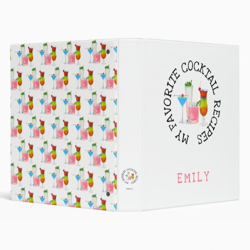 Trendy Colorful Cocktails Recipes Name 3 Ring Binder