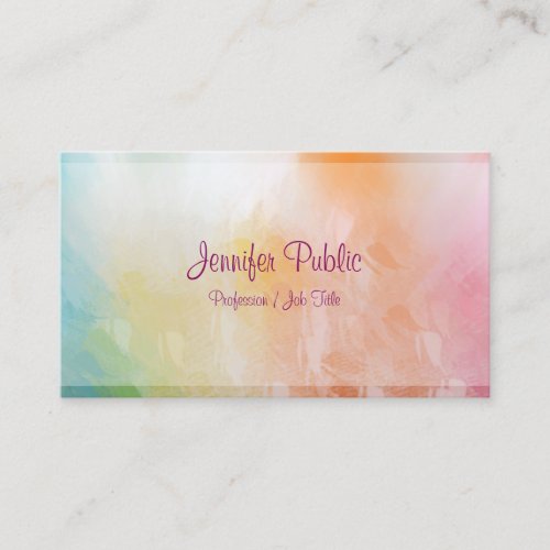 Trendy Colorful Design Elegant Modern Abstract Art Business Card