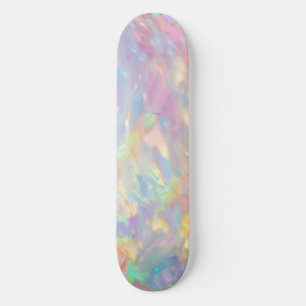 Trendy colorful faux holographic opal skateboard