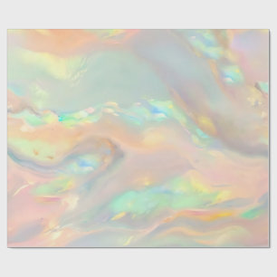 Trendy colorful faux holographic opal wrapping paper