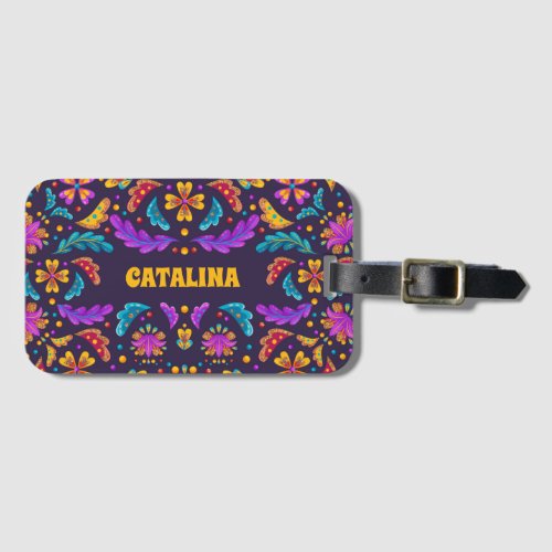 Trendy Colorful Fiesta Mexican Flower Quinceanera Luggage Tag