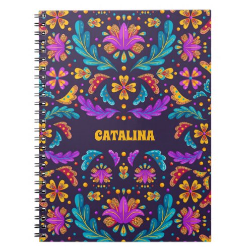 Trendy Colorful Fiesta Mexican Flower Quinceanera Notebook