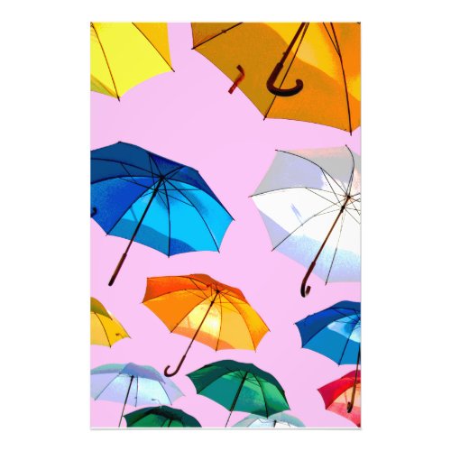 Trendy Colorful Floating Umbrellas or Personalize Photo Print