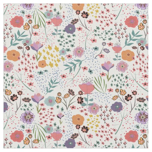 Trendy colorful flowers Spring floral pattern Fabric