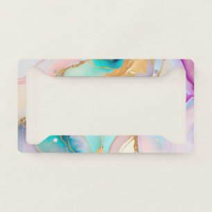 Trendy Colorful Fluid Marble Texture License Plate Frame