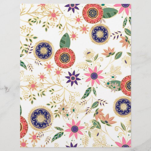 Trendy Colorful Folk Floral Original Golden Design Letterhead