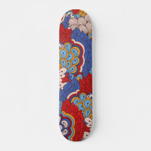 Trendy Colorful Fun Modern Abstract Floral Pattern Skateboard