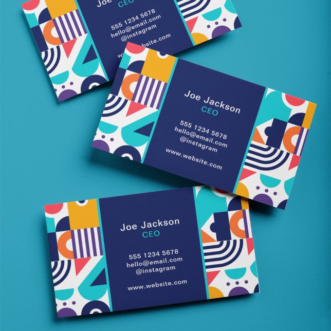 Trendy Colorful Geometric Pattern Abstract Mosaic  Business Card (Creator Uploaded)
