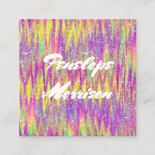 Trendy Colorful Glitter Makeup Artist and Hair Square Business Card