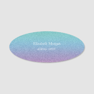 Trendy Colorful Glitter Ombre Name Tag
