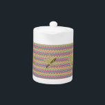 Trendy Colorful Glitter Zigzag Chevron-Aim High! Teapot<br><div class="desc">This image features beautiful trendy colorful rainbow glitter zigzag  chevron pattern and golden star with motivational message.</div>