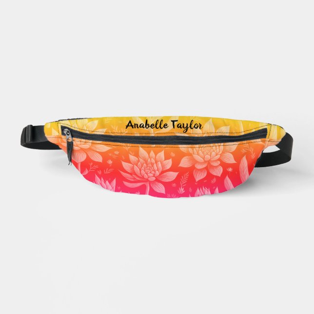 Trendy Colorful Gradient Garden Floral Pattern  Fanny Pack (Front)
