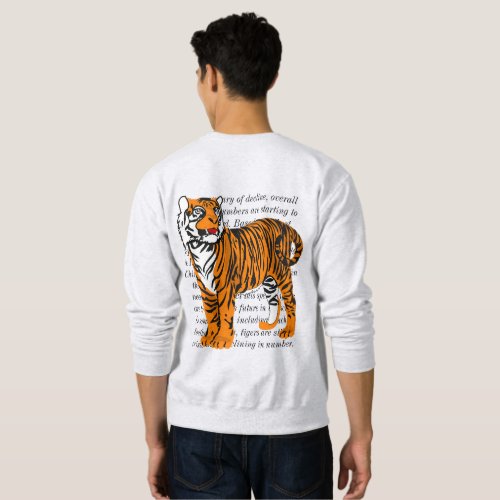 Trendy colorful graphic tiger illustration text sweatshirt