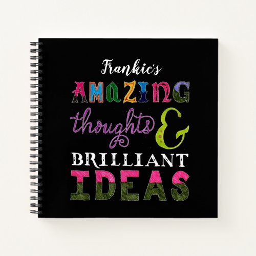Trendy Colorful Hand Lettered Thoughts Ideas  Notebook