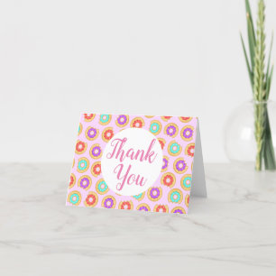 Trendy Colorful Iced Donuts Thank You Card