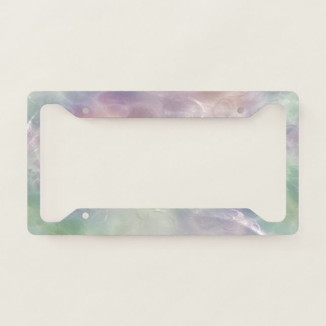 Trendy Colorful Iridescente Pearl Holographic License Plate Frame (Front)