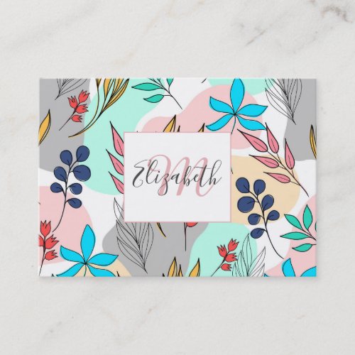 Trendy colorful leaves hand paint cute design business card