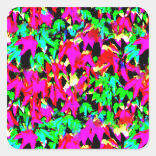Trendy Colorful Leaves Wall Abstract Square Sticker