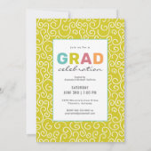Trendy Colorful Lettering Modern Grad Party Invitation (Back)