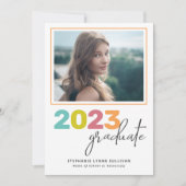 Trendy Colorful Lettering Modern Grad Party Invitation (Front)