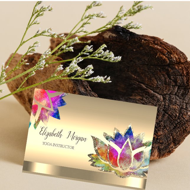 Trendy Colorful Lotus Flower Yoga Instructor Business Card (Creator Uploaded)