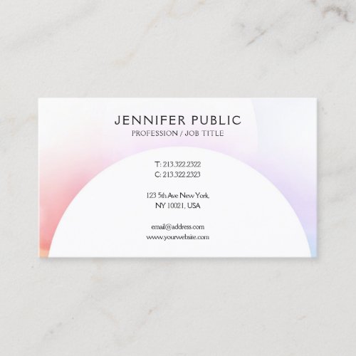 Trendy Colorful Minimalist Modern Template Elegant Business Card