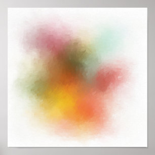 Trendy Colorful Modern Abstract Art Red Yellow Poster