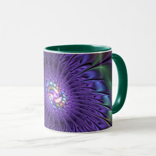 Trendy Colorful Modern Abstract Fractal Flower Mug
