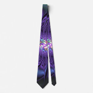 Trendy Colorful Modern Abstract Fractal Flower Neck Tie