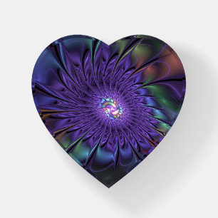 Trendy Colorful Modern Abstract Fractal Flower Paperweight