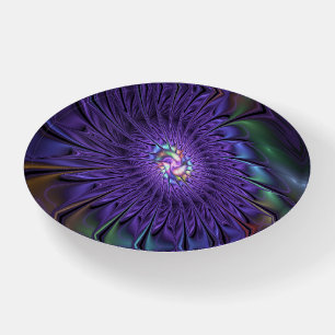 Trendy Colorful Modern Abstract Fractal Flower Paperweight