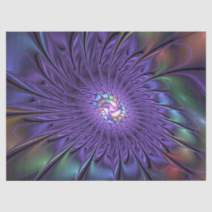 Trendy Colorful Modern Abstract Fractal Flower Tissue Paper