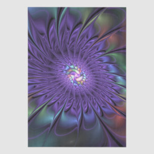 Trendy Colorful Modern Abstract Fractal Flower Tissue Paper