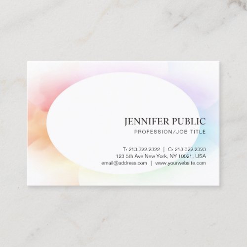 Trendy Colorful Modern Elegant Simple Template Business Card