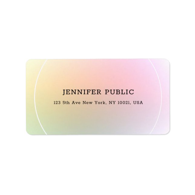 Trendy Colorful Modern Elegant Simple Template Label (Front)